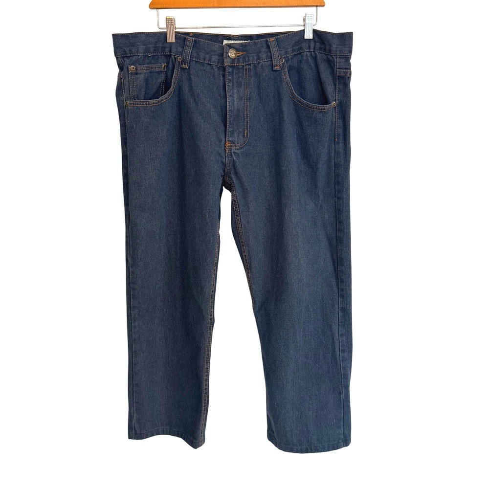 Nevada Mens Straight Leg Jeans Dark Wash Blue Denim Pants 38x30 Classic Fit